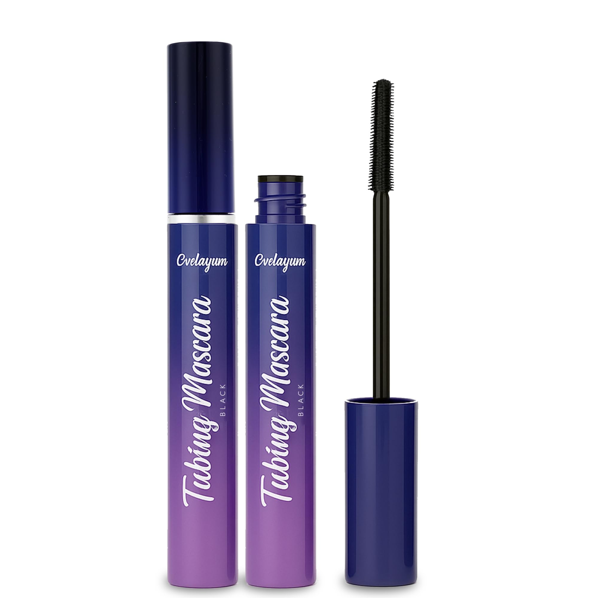 Tubing Mascara Black (Two Pack) – Lengthening Volumizing Waterproof Lash Extensions Effect – Double Pack Duo Tubular Mascara for Women – Skyhigh False Lashes Look – Gluten-Free Eye Makeup