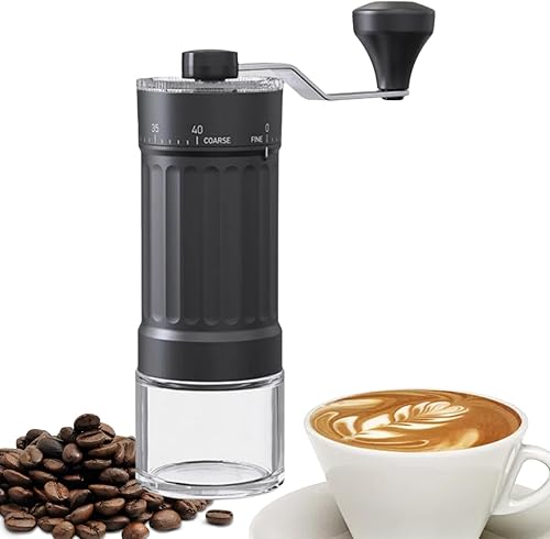 Mini molinillo de café manual con 40 ajustes ajustables, molinillo de café portátil de mano con capacidad de 1.06 oz, molinillo compacto de rebabas