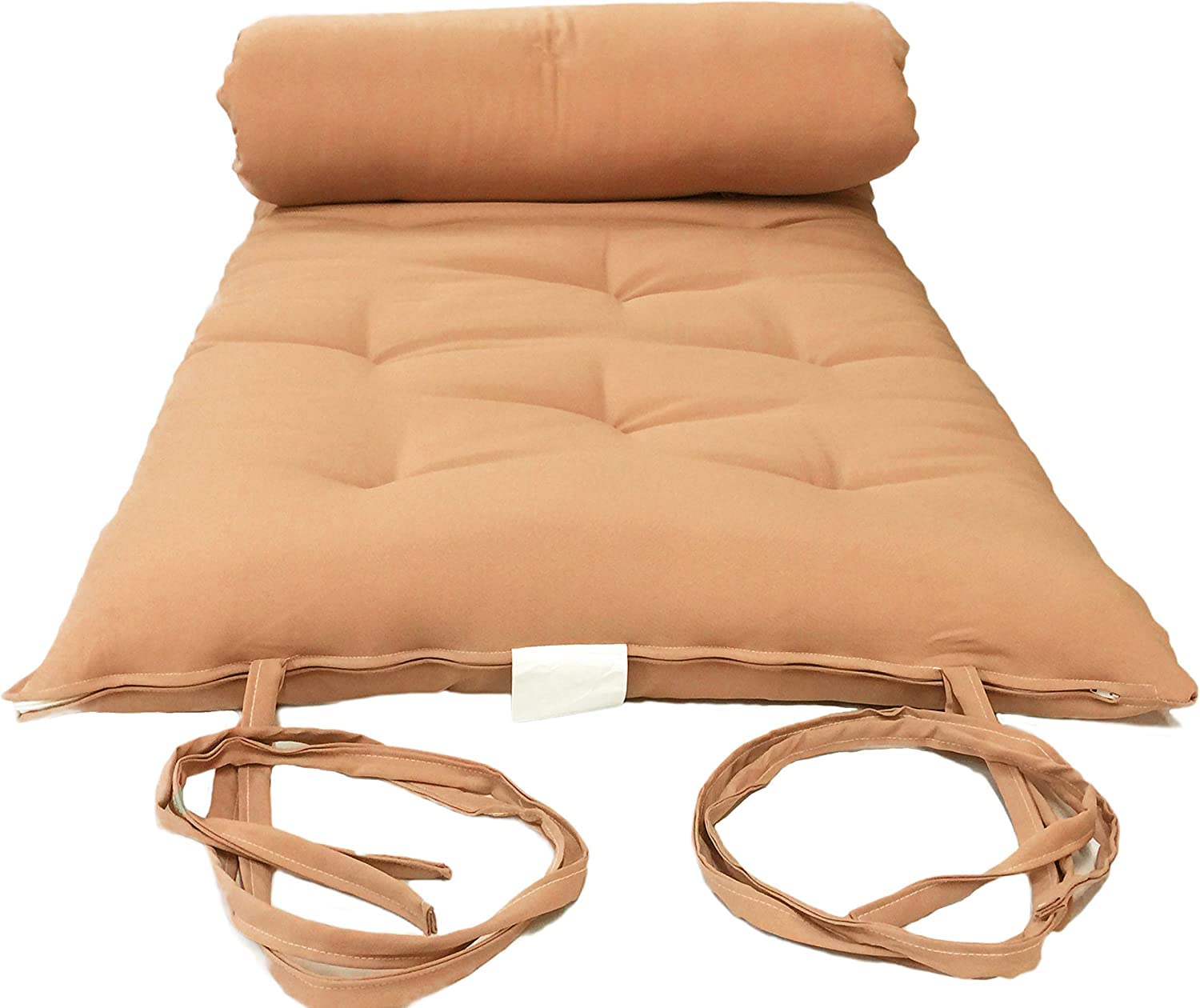 INDIAN DECOR 80367 Futon Furniture Queen Size Black Cotton/Foam/Polyester Traditional Japanese Floor Rolling Futon Mattresses, Yoga Meditation Mats, Beds 3 x 45 x 80 - Beige-image-3