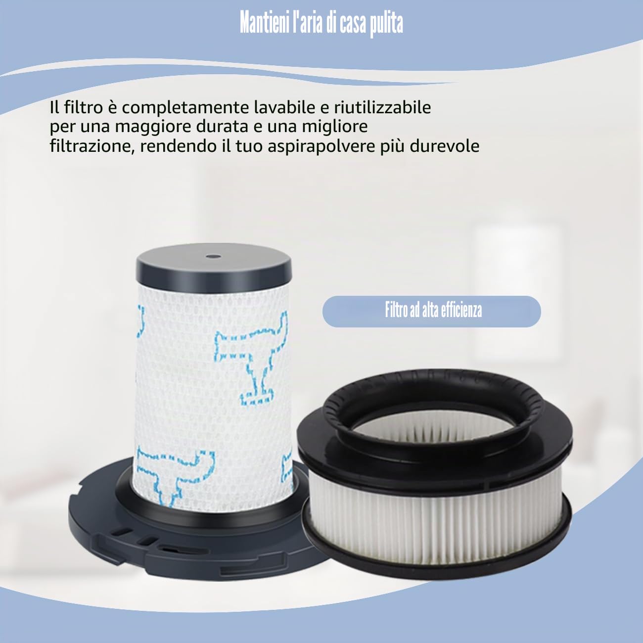 Filtro per Rowenta X-Force Flex 11.60 12.60 14.60 15.60 Animale RH98xx RH99xx Aspirapolvere, 2 Filtri pre-motore + 2 Filtri post-motore,Filtri di ricambio per ZR009007,ZR009008