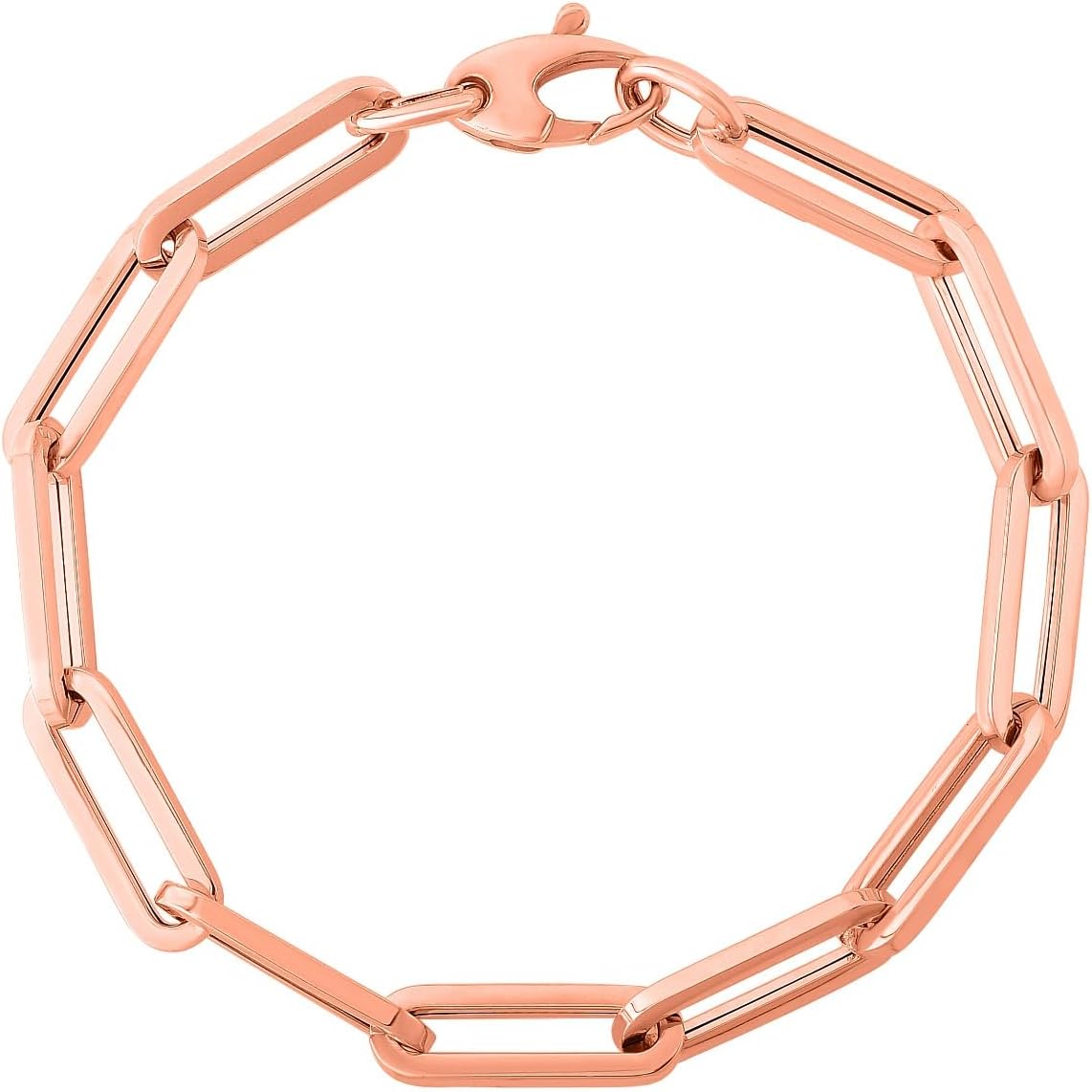 Floreo 14k Rose Gold Hollow Paperclip Link Chain Bracelet - 7.5 Inch
