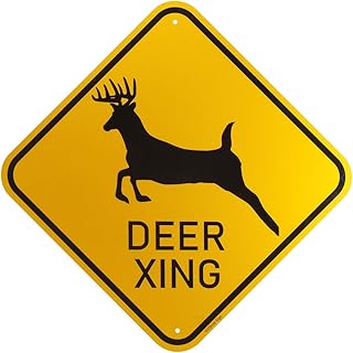 Deer Crossing Aluminum Reflective Sign UV Protected and Weatherproof 12 x 12 Inch 0.40 Mil Rust Free