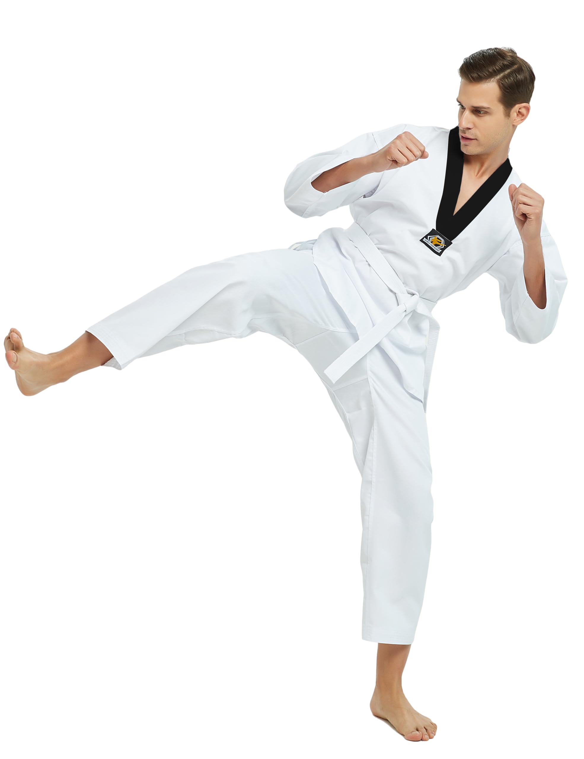 TopTie Uniforme de taekwondo personalizado para hombre con bordado, uniforme de estudiante TKD Dobok personalizado con cinturón, traje de artes marciales personalizado