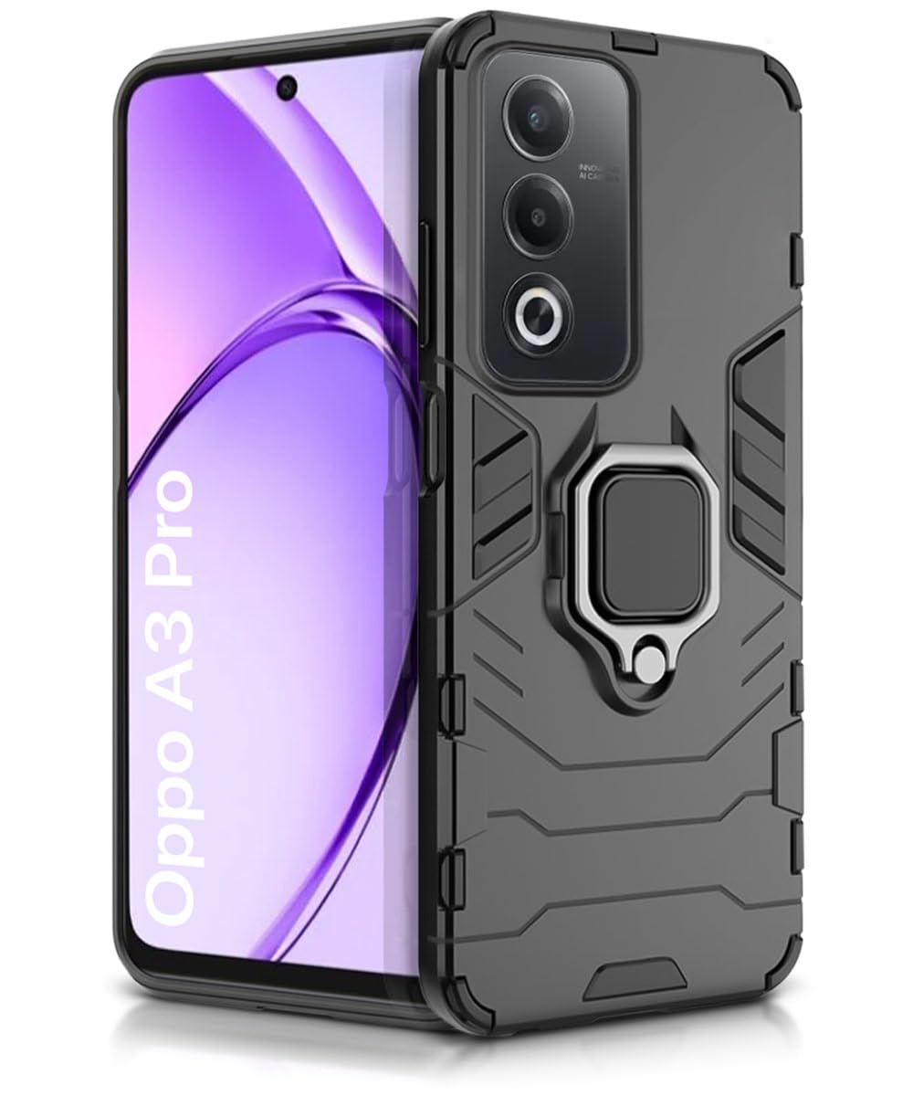 WOW IMAGINE Shock Proof Back Case Mobile Cover for Oppo A3 Pro 5G (Tough Armor | Hybrid PC + TPU | Full Protection with Ring Holder & in-Built Kickstand | Black) (B0DCNKHNLJ) Amazon Price History, Amazon Price Tracker