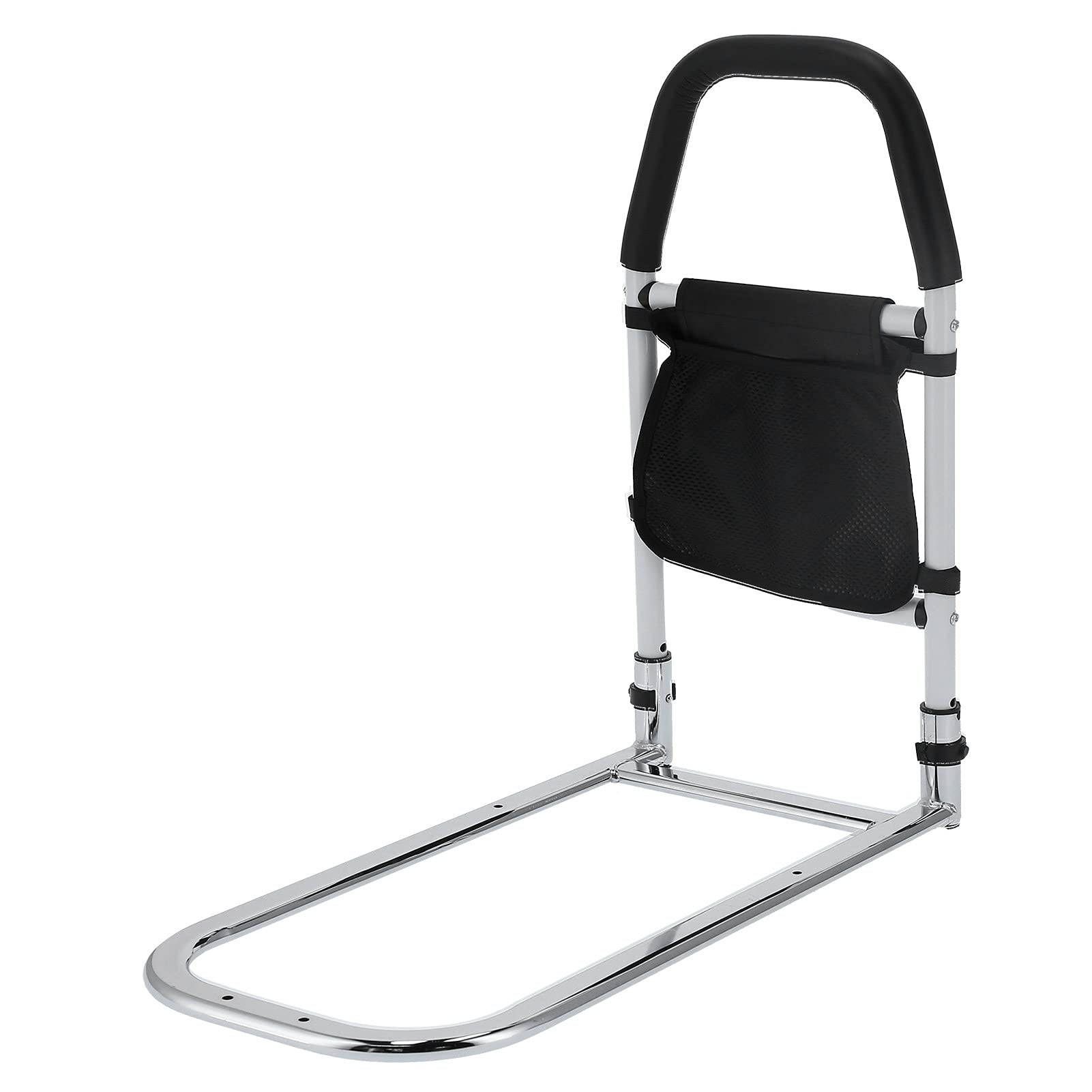 Naroote Barandilla de Cama para Personas Mayores con Protector de Mano y Bolsa de Almacenamiento Asistencia Segura para Subir y Bajar Fabricada de Acero Al Carbono 20.7x10.6x23.6in