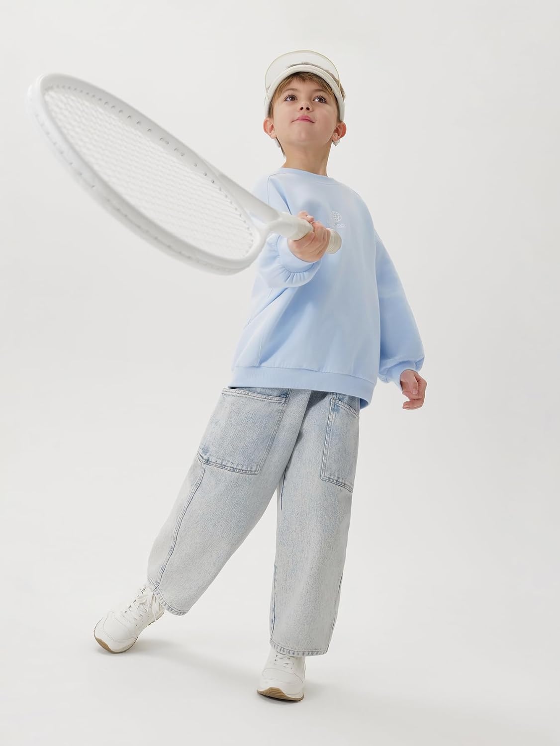 marc & janie Boys Girls Denim Pants Kids Cotton Cargo Pants Parachute Pants Straight Wide Leg Jeans 250022