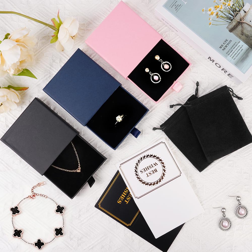 Caja de Regalo para Joyería con Bolsa de Terciopelo y Tarjetas de Felicitación para San Valentín