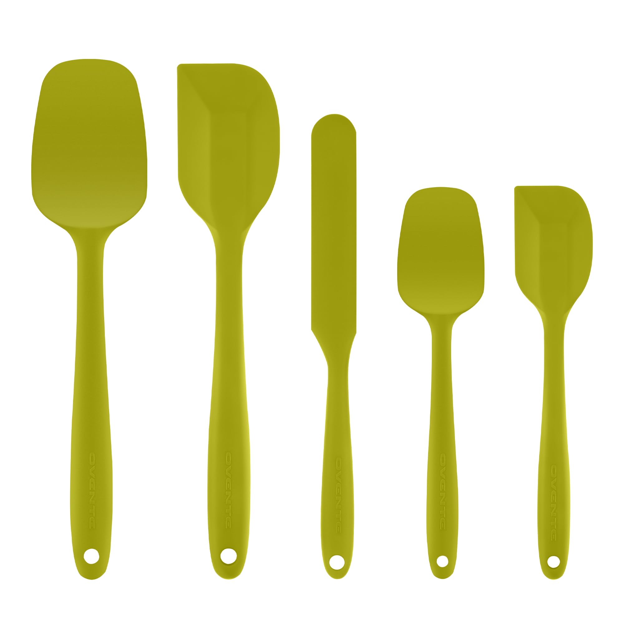 OVENTE 5 Pieces Silicone Spatulas Set, 500ºF Heat Resistant, Green SP12305G