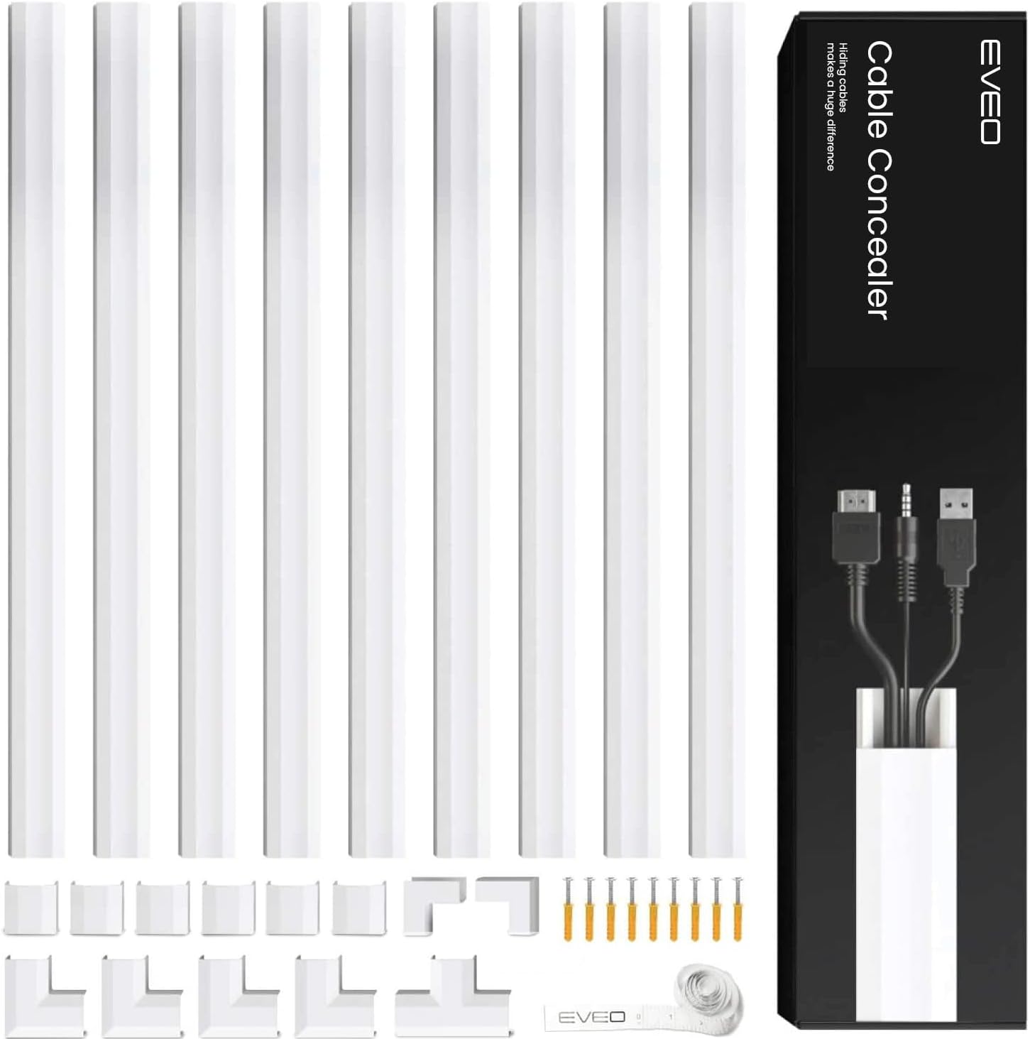 104 pulgadas y con 8 piezas. Kit de conectores de cubierta de cable