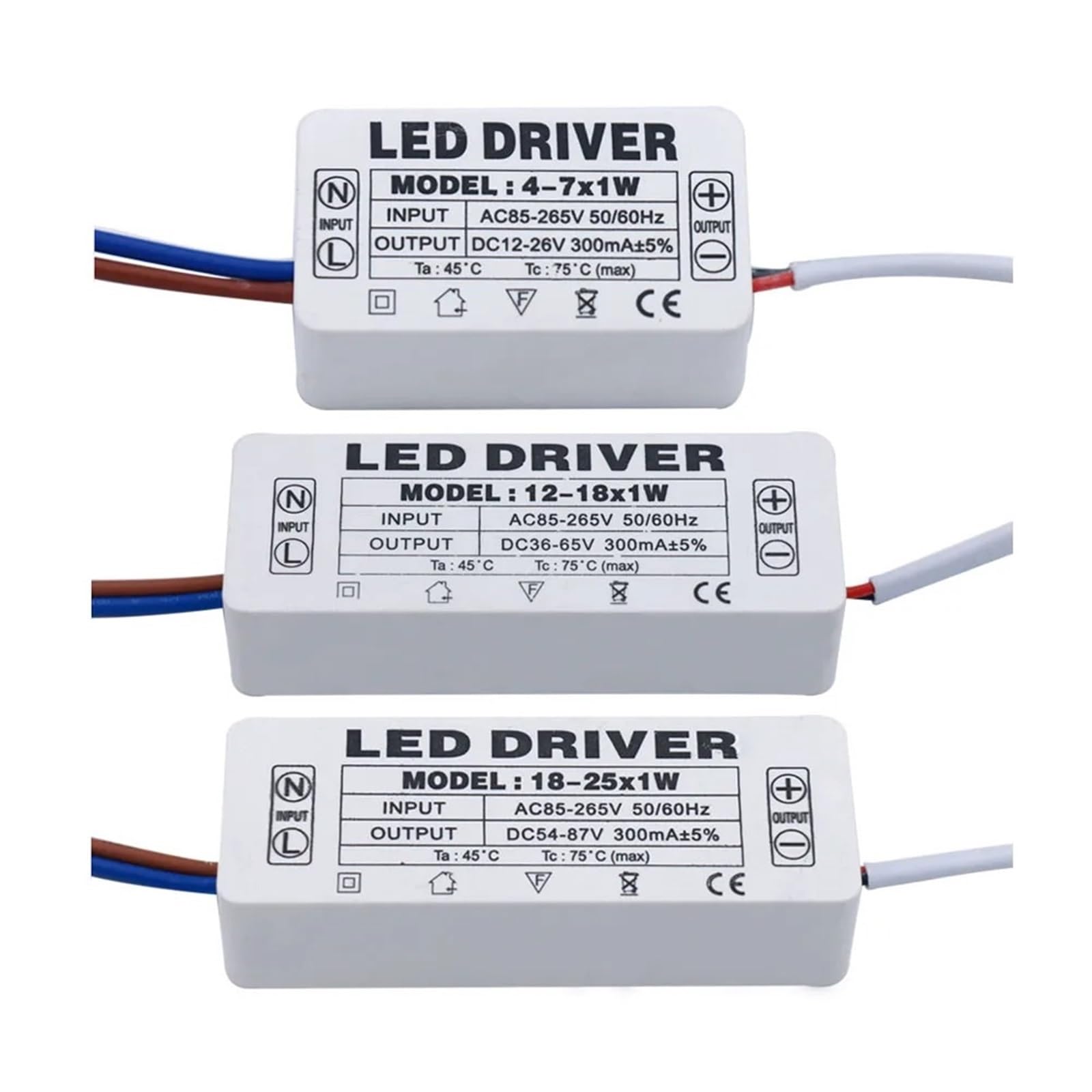 LED Driver 300mA 1-3W 3-5W 4-7W 8-12W 12-18W 18-25W 25-36W Power Supply Unit 350mA AC90-265V Lighting(1-3W 300mA)