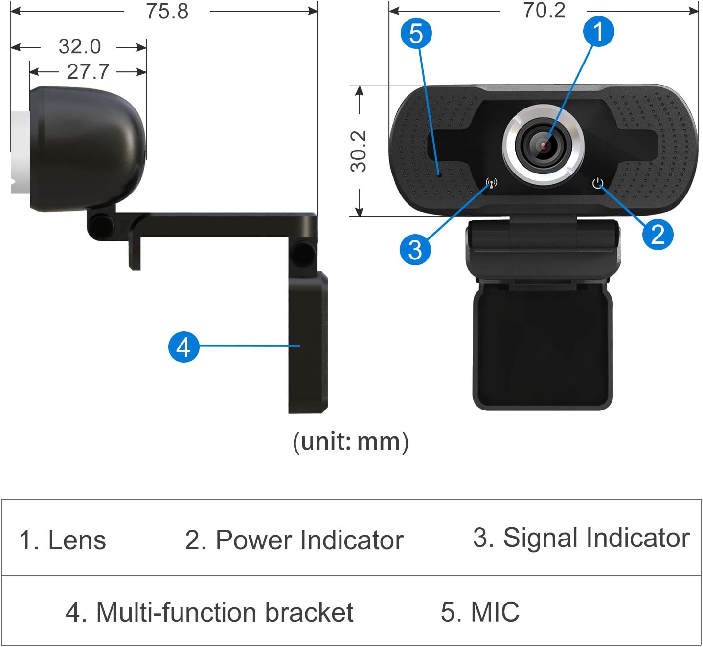 Anivia W8 Full HD Webcam, USB 1080P Webcam with Microphone, Pro Streaming Camera for Video Calling, Mini Plug and Play, Webcam Cover, Conferencing,Flexible Rotatable Clip