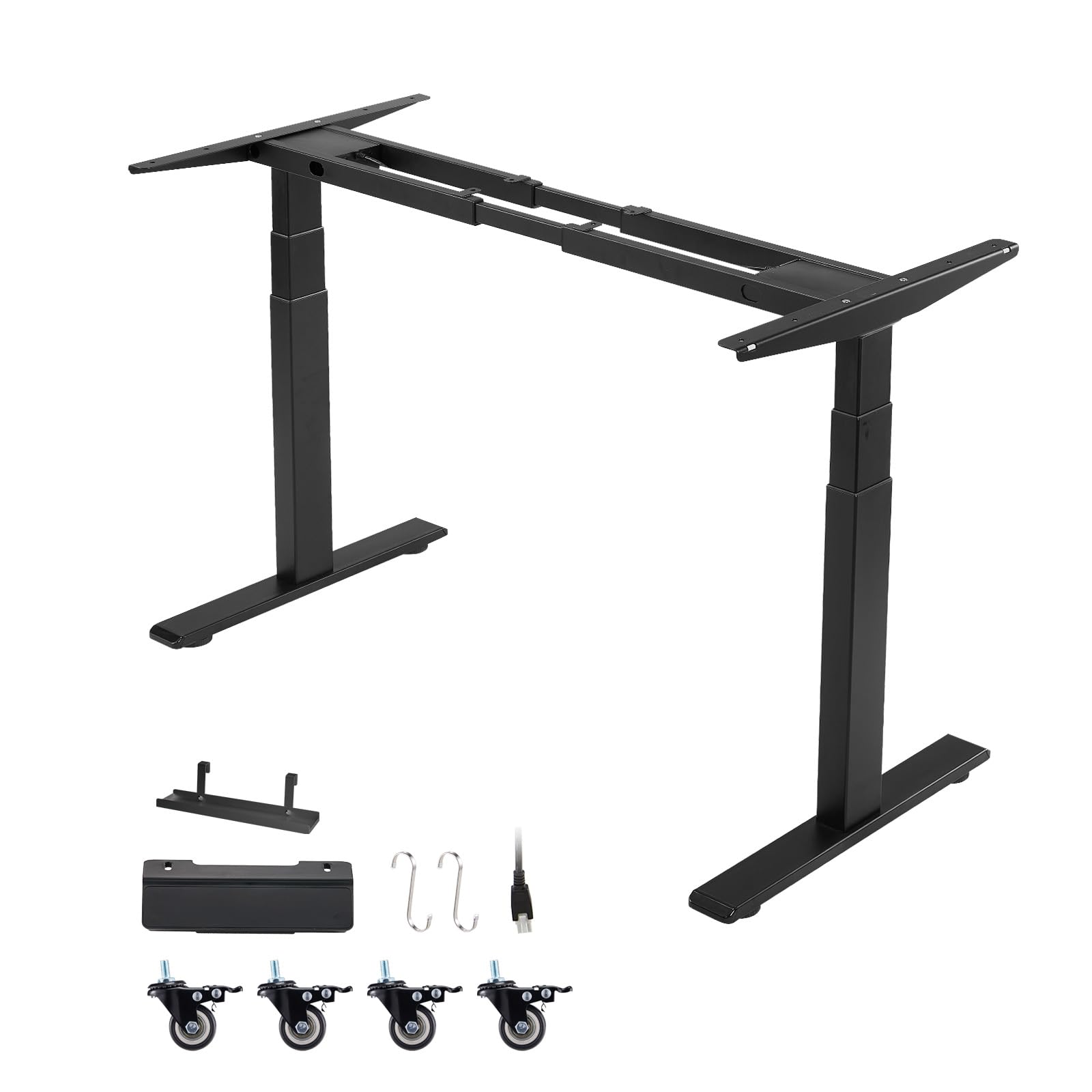 VEVOR Estructura de Mesa Elevable, Doble Motor, Altura Ajustable 60-125 cm Longitud 101-180 cm, Patas de Mesa con Control Inteligente, Marco de Escritorio Elevable Eléctrico para Oficina Hogar, Negro