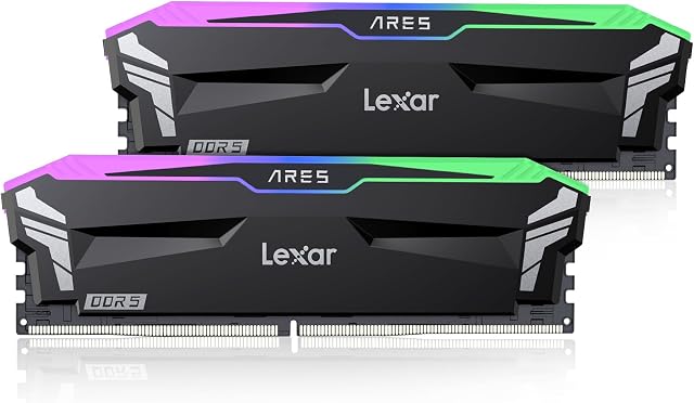 Lexar ARES RGB DDR5 RAM 32 GB zestaw (16 GB x 2) 6400 MHz, pamięć DRAM 288-pinowa UDIMM Desktop Memory, pamięć komputerowa do gier dla XMP 3.0, AMD EXPO, CL32-38-38-76, 1.4V (LD5EU016G-R6400GDLA)