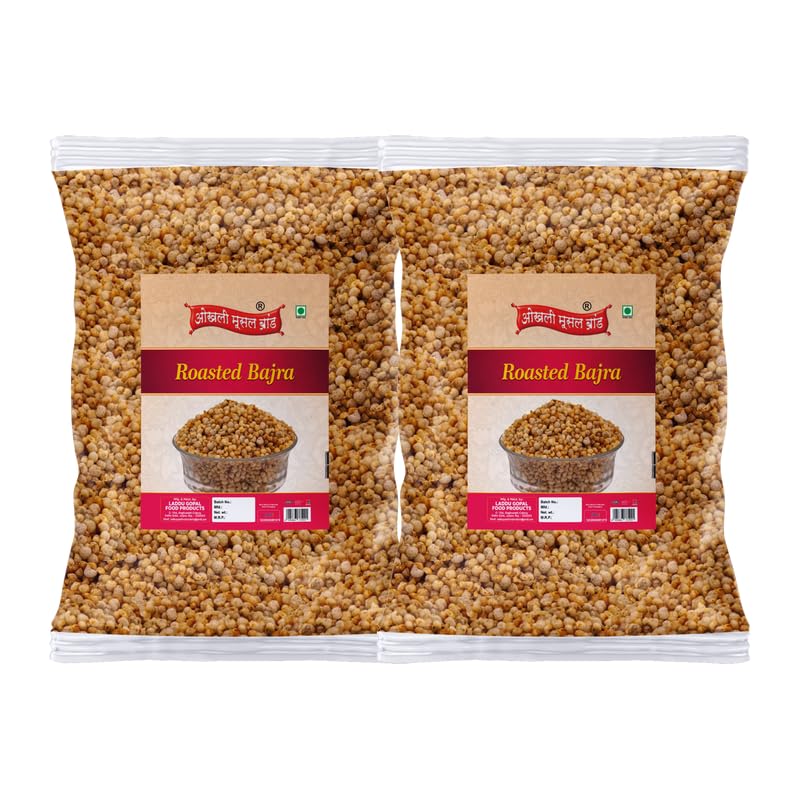 Image of OKHLI MUSAL BRAND Roasted Healthy Munchies | Roasted Bajra Mix Namkeen Snacks for foodie Indians | Diet Namkeen & Snacks High in Protein Bajra Puff Masala Evening Tea Time Roasted Snack-1Kg*2Pack