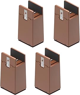 Pleayietoopiatiey Paquete de 4 elevadores para muebles de 10 cm de alto, color marrón, 10-37 mm