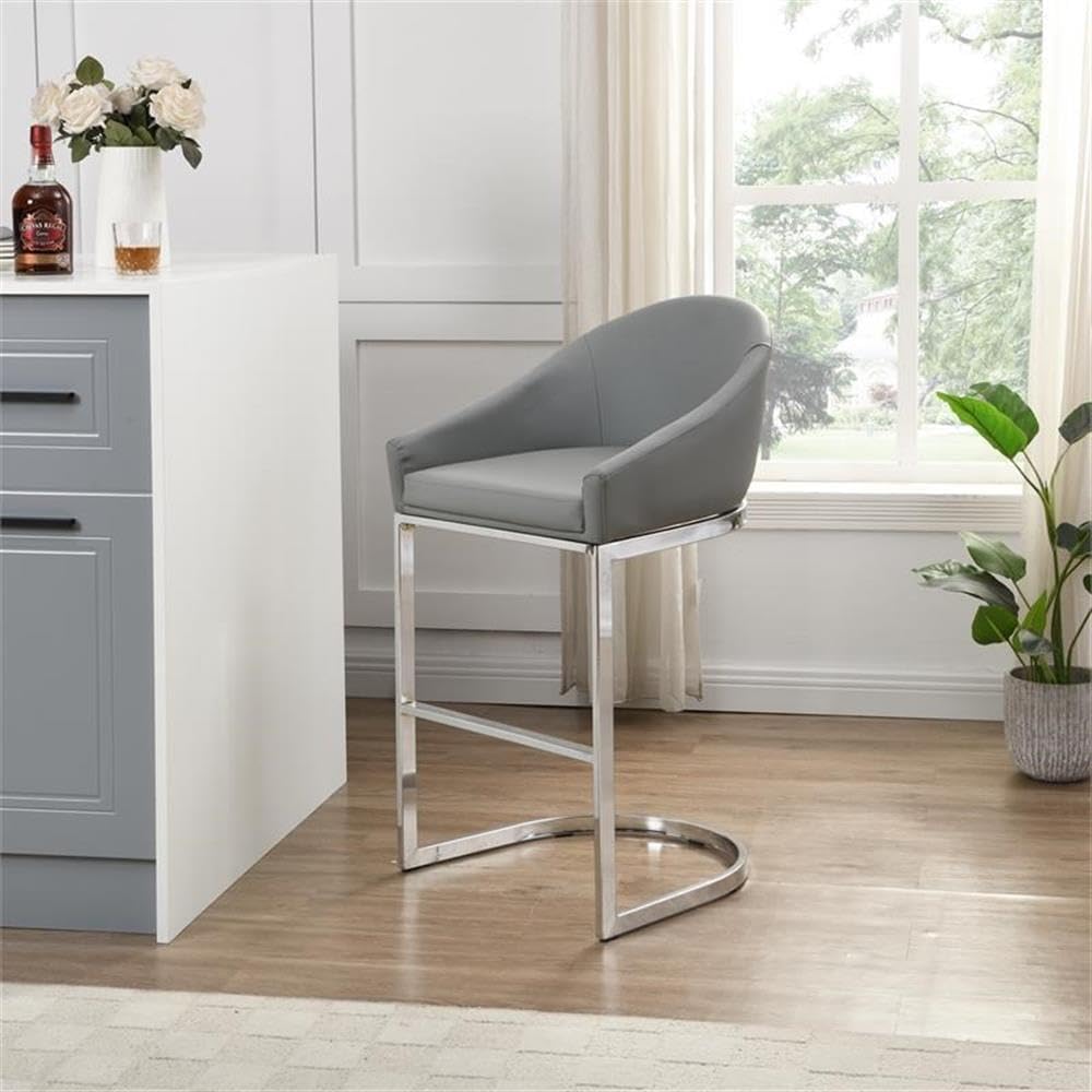 Carolina Classic Torano 26 in Upholstered Counter Stool in Gray/Chrome