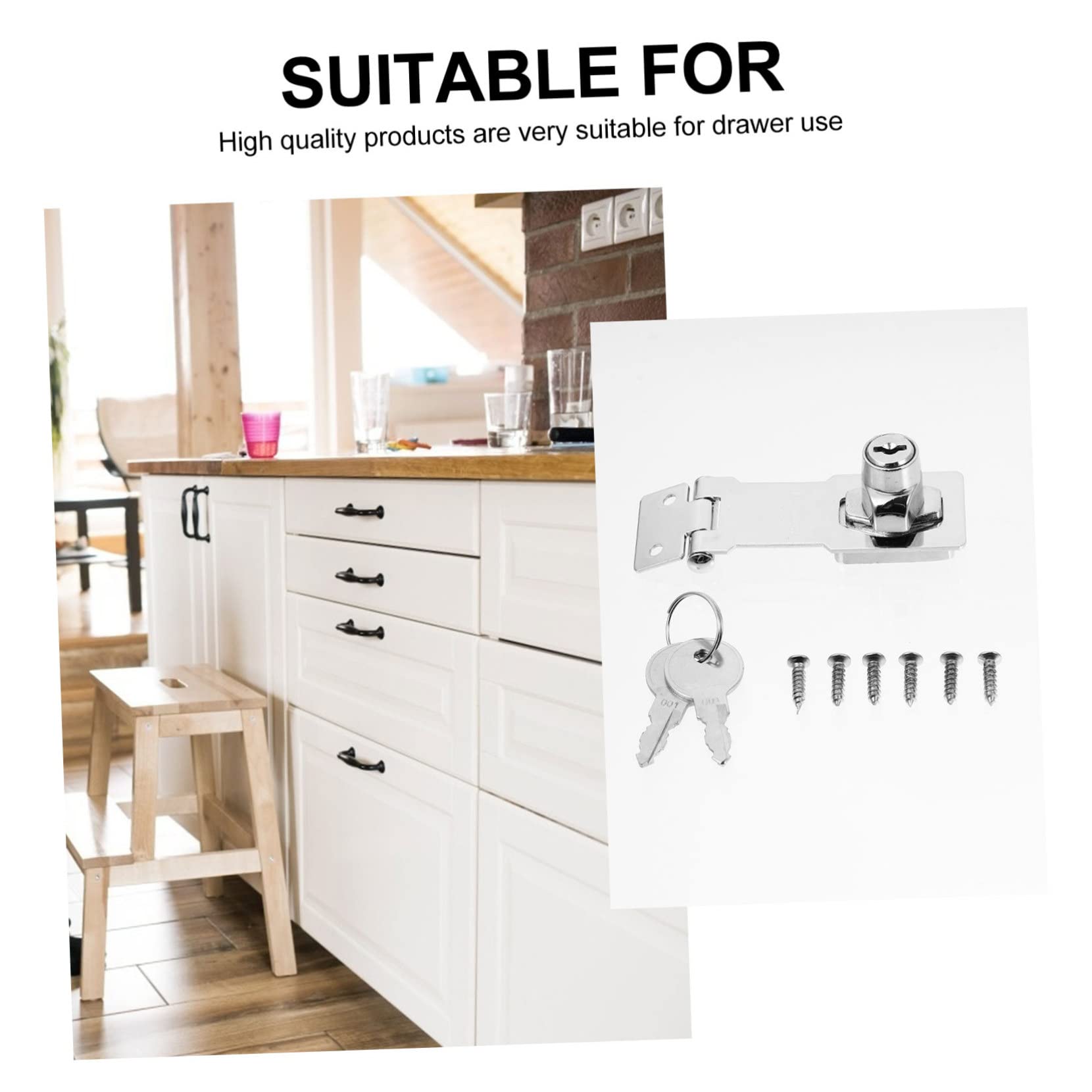 Uonlytech 3sets Serratura Scorrimento Di Chiusura Sicura Per Porte e Armadietti Design Leggero e Facile Installazione Con Due Chiavi Resistente Alla Corrosione