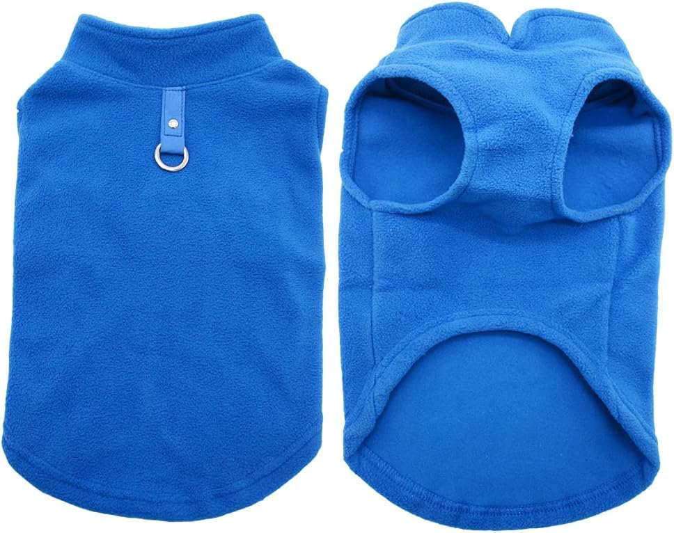 KUTKUT Fleece Vest Dog Sweater Warm Pullover Fleece Dog Jacket with Leash Attachment, Cold Weather Dogs Clothes for ShishTzu, Pekingese, Maltese etc (Size: L, Adjustable Chest: 45cm) 3