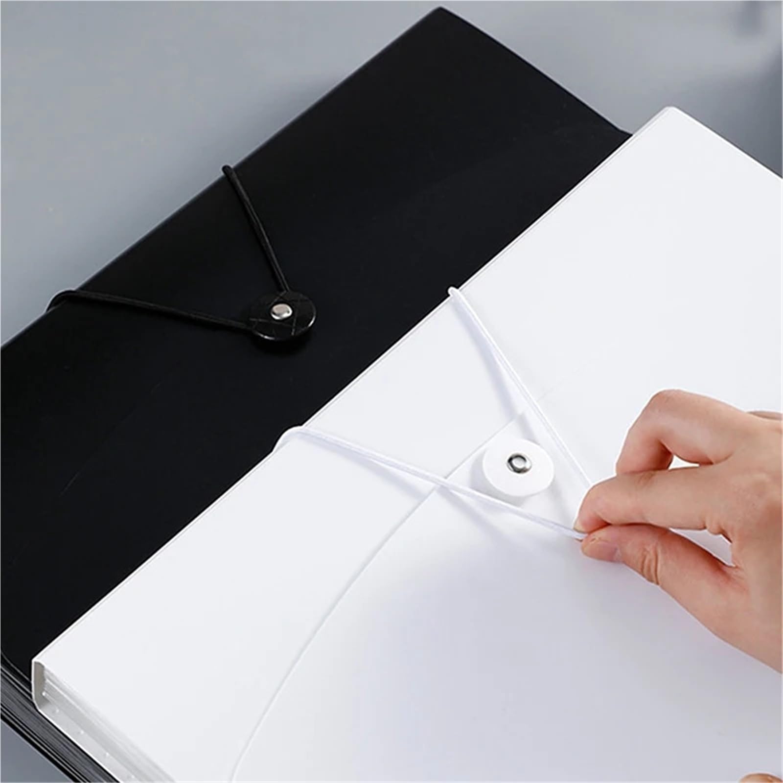 2pcs organizer na dokumenty w kształcie akordeonu, A4(Black)