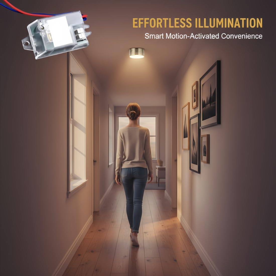 Ntelligenter Bewegungssensor-Lichtschalter, Lichtschalter Bewegungsmelder– Automatische Beleuchtung für Flur, Treppe, Toilette & Abstellraum(5 Stück)