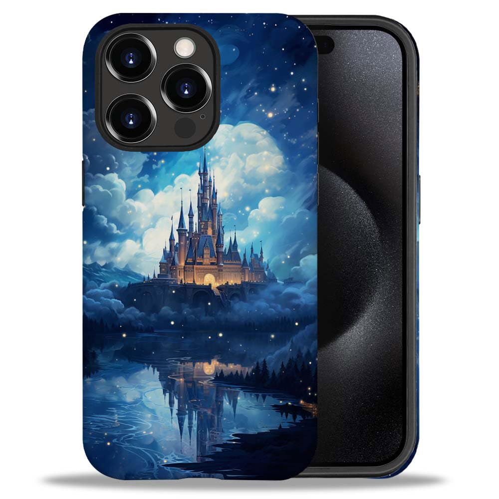 CARLOCA Compatible with iPhone 15 Pro Case,Blue Castle Soft TPU + Hard PC 2 in 1,Anti-Scratch Soft TPU Shockproof Unique Protective Cover Pattern