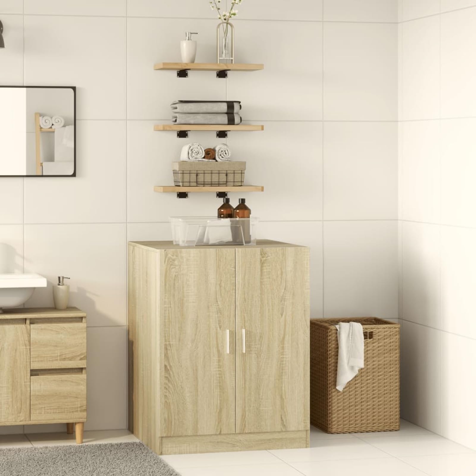 Meuble Pour Machine à Laver VidaXL - Chêne Sonoma 70.5x71.5x91.5 Cm - Armoire Rangement Buanderie