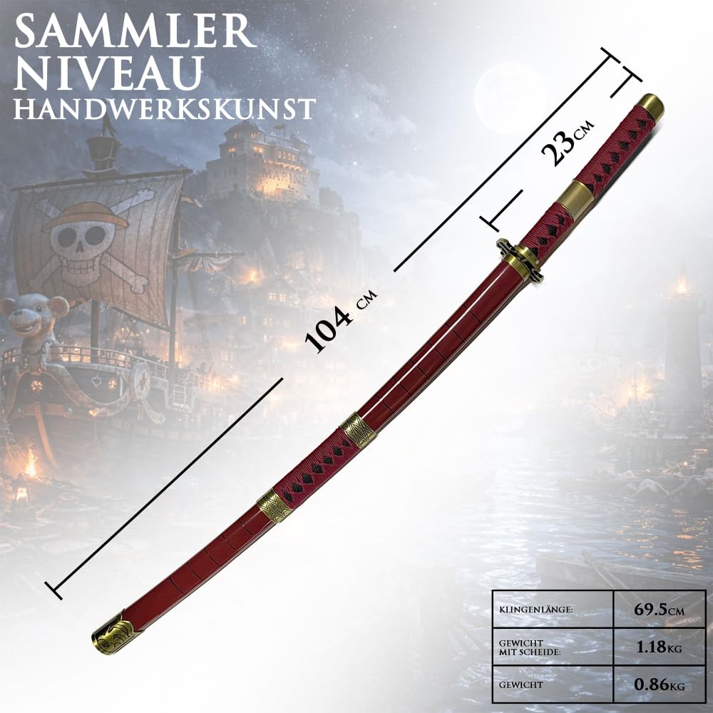 One Piece - Schwert, Lichtschwert, Laserschwert, Lightsaber, Katana LED, Samurai Sword mit LED Klinge mit Scheide, Animefans, Anime Cosplays, für Erwachsene und Kinder