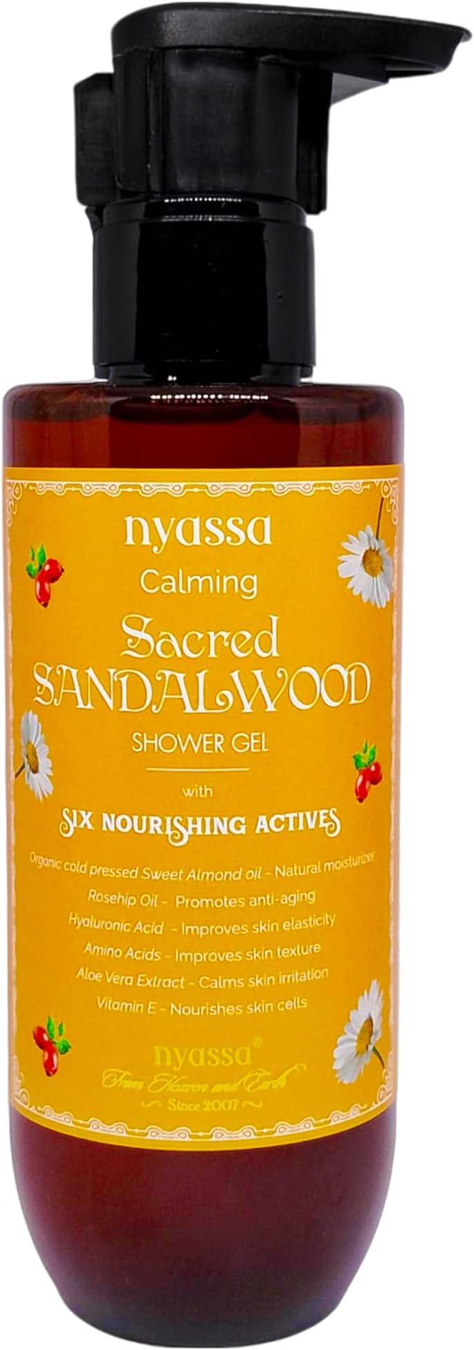 Calming Sacred Sandalwood Shower Gel - 210ml | Skin-Softening Body Wash for Men & Women with 6 Skin-Nourishing Ingredients | Vegan, Sulphate-Free, Paraben-Free, Cruelty-Free