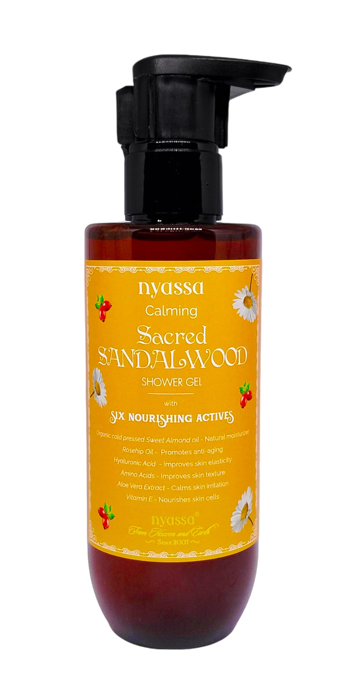 Calming Sacred Sandalwood Shower Gel - 210ml | Skin-Softening Body Wash for Men & Women with 6 Skin-Nourishing Ingredients | Vegan, Sulphate-Free, Paraben-Free, Cruelty-Free