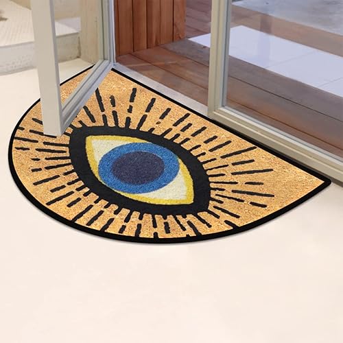 Miniatura 2 de Apular Tapete medio redondo para puerta con diseño de mal de ojo, para entrada exterior, 30 x 18 pulgadas, resistente al desgaste, tapetes