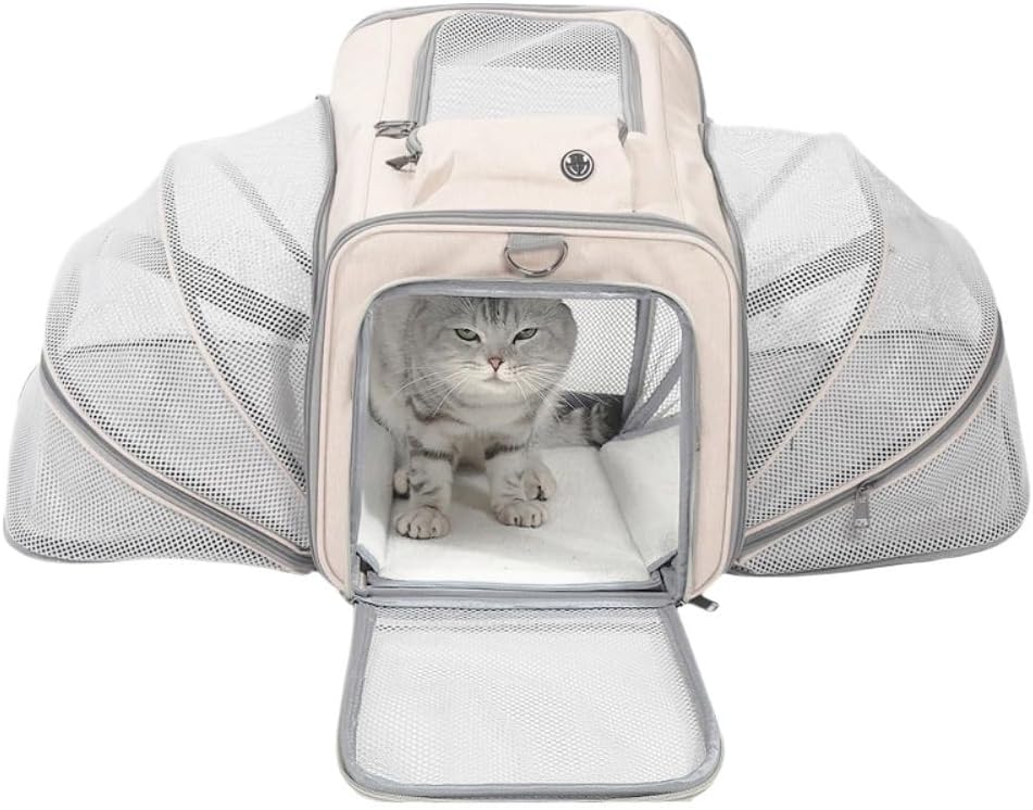 Versatile Expandable Breathable Pet Rolling, Essential Multi-use Tool for Pet Outings(Beige)