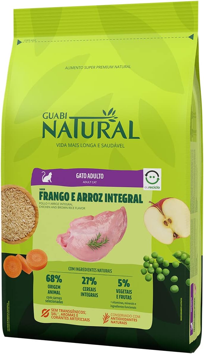 Guabi Natural Ração Gato Adulto Frango E Arroz Integral 7 5Kg
