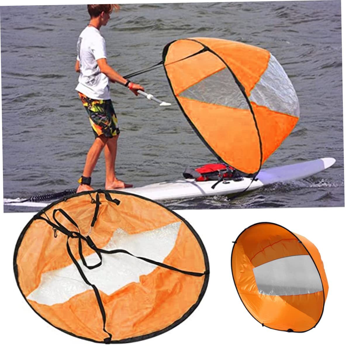 Kajak Windsegel faltbar Kajak Windpaddel tragbares Abgassegel mit klarem Fenster für aufblasbare Bootsbehörden, Pool, Pool, Pool