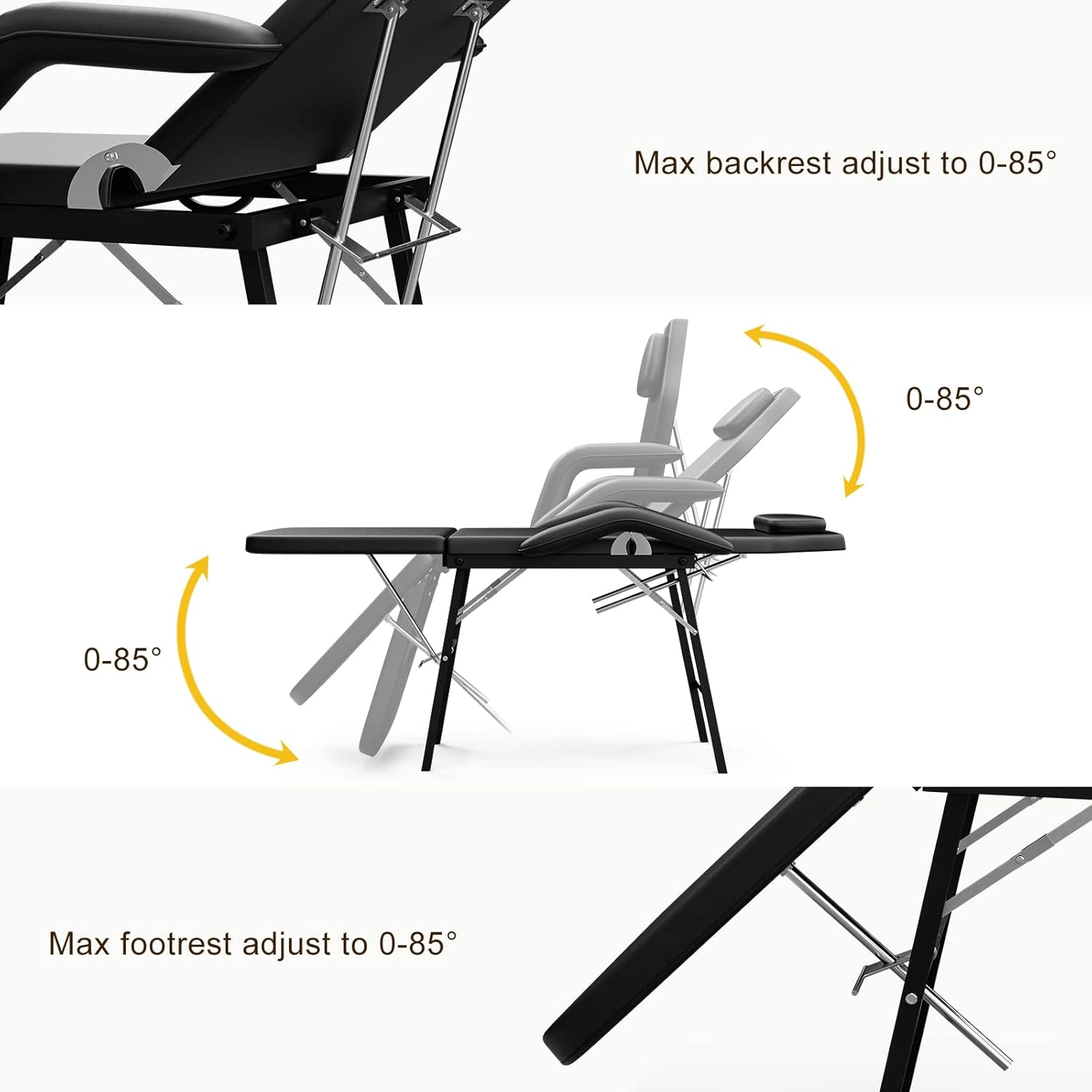 Paddie Portable Tattoo Chair for Client 72inch, Mobile Massage Table Foldable with Storage Bag, Black