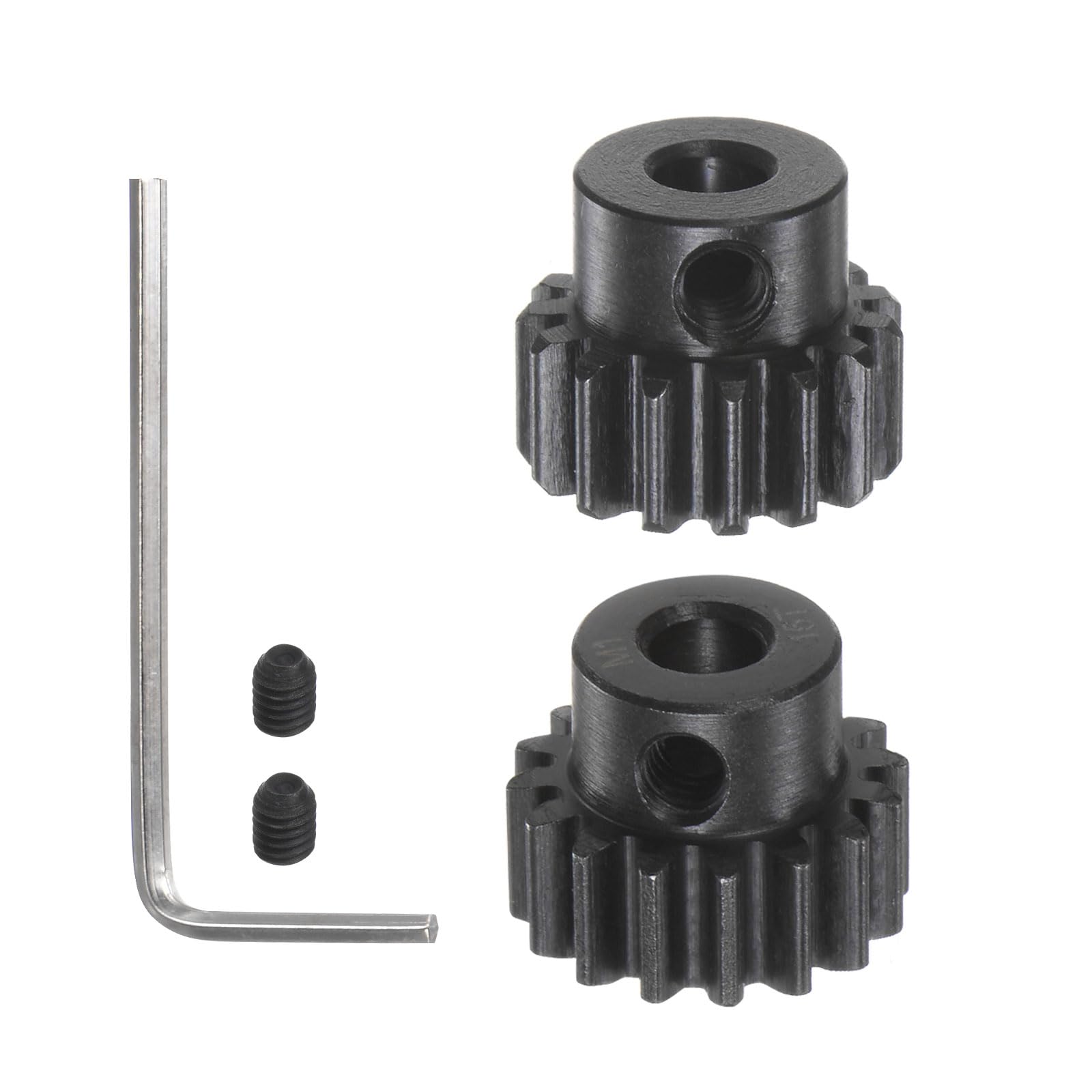 sourcing map Mod 1 M1 Lot de 2 pignons de moteur 15T 16T pour arbre de moteur RC 5 mm pour voiture télécommandée, avec clé hexagonale