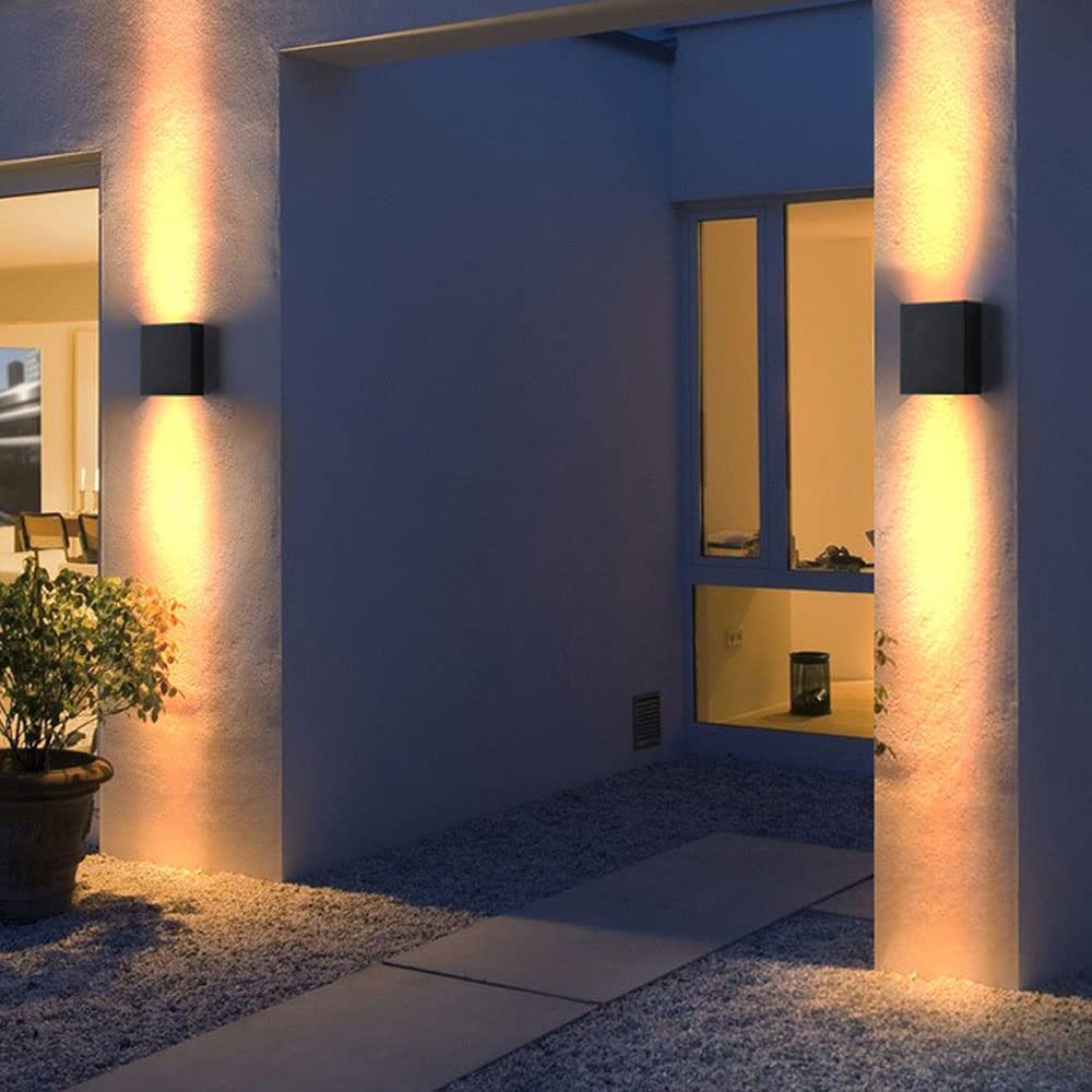Aplique de pared exterior Luz de pared LED moderna 10W Lámpara de pared de porche hacia arriba y hacia abajo Lámpara de pared impermeable para interiores y exteriores para dormitorio, escalera, pasill