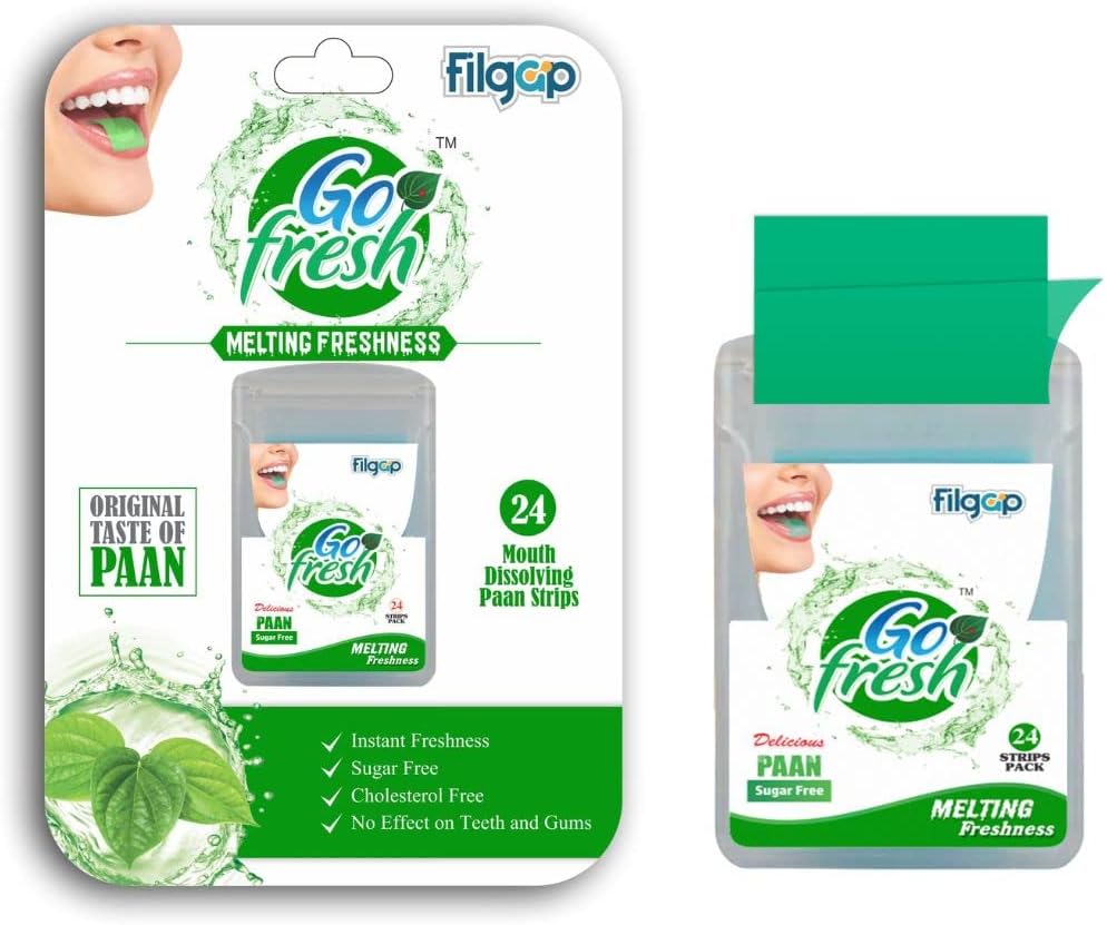 Paan Mouth Freshener Strips Pack of 6 x 24 Strips | Instant Fresh Breath Oral Dissolving Strips | Sugar Free Breath Freshener with Traditional Paan Flavor