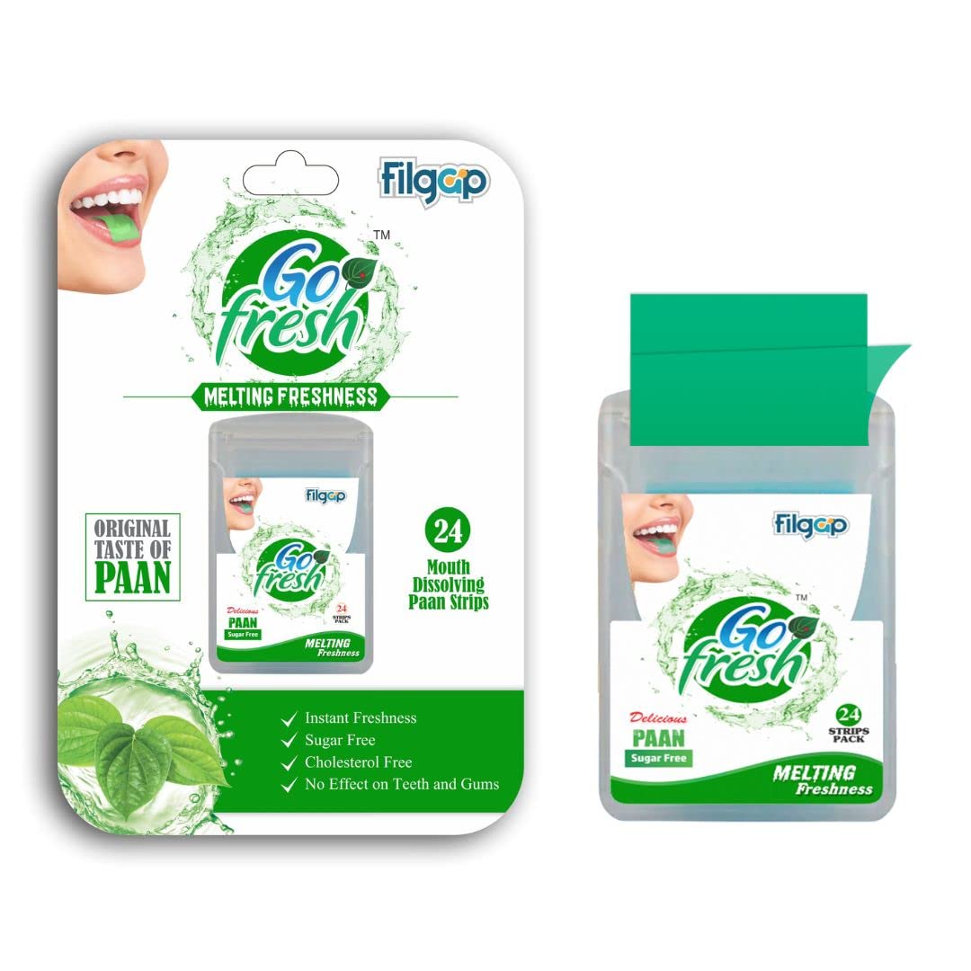 Filgap Oral Hygiene Premium Instant Mouth Freshener Strips Paan Flavoured Pack of 6 x 24 Strips Sugar Free Fresh Breath Dissolving Strip