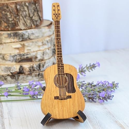 Miniatura 4 de EZGHAR Caja de púas de madera para guitarra acústica con soporte, caja de guitarra personalizada para púas, caja de púas de guitarra de madera con