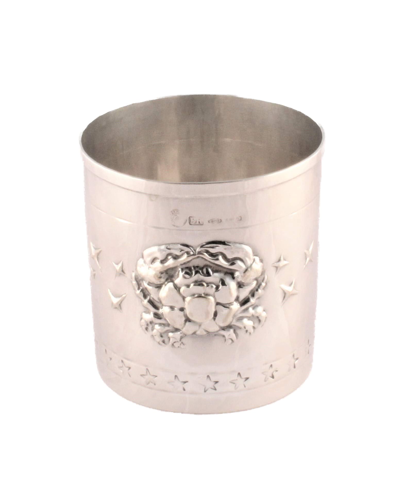 Brandimarte Porta-penne in argento 800 con decorazione zodiacale Cancro.