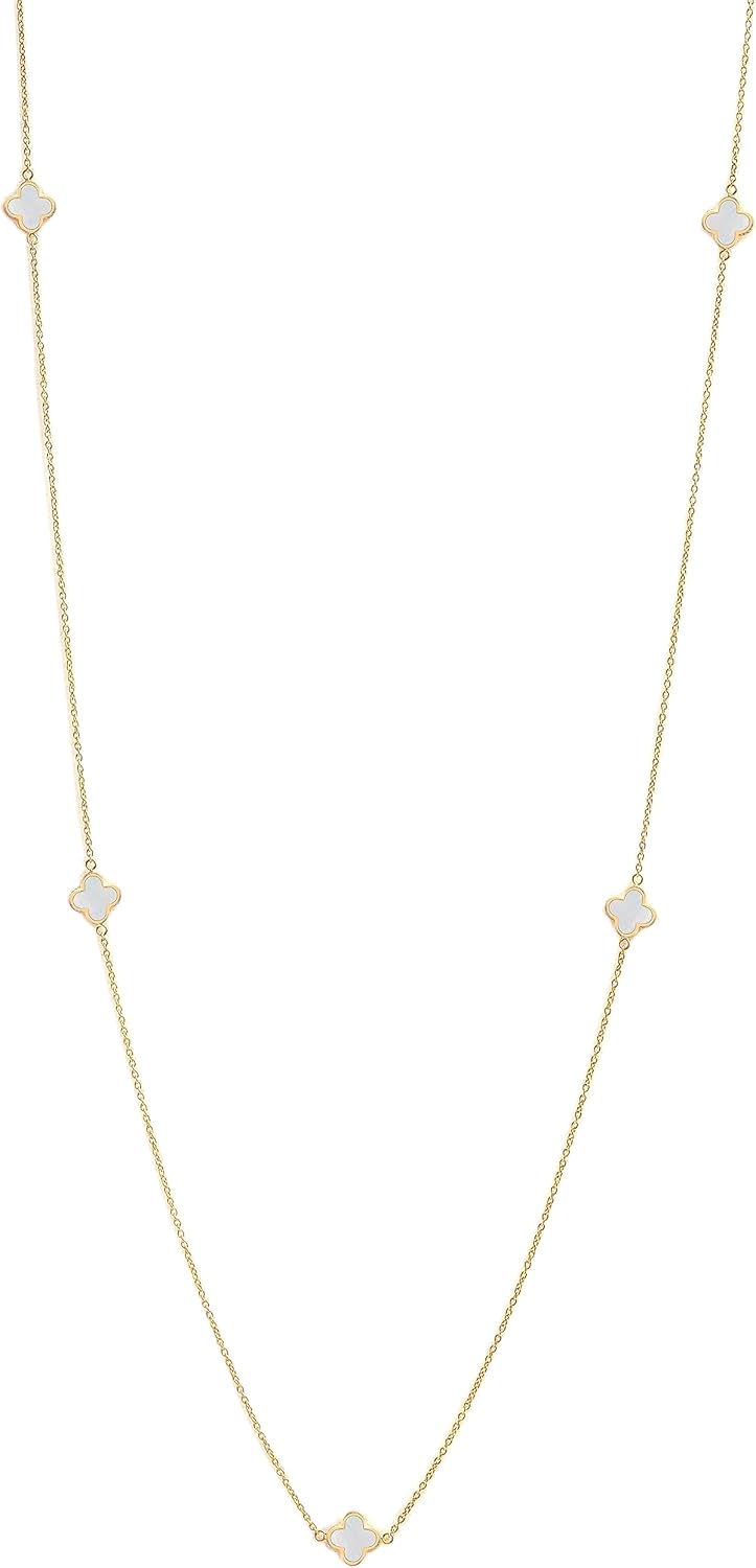 LeCalla Pendant Necklaces for Women | 925 Sterling Silver 14K Gold-Plated Antique Mother of Pearl, Heart & Clover Necklaces | Jewelry Gifts for Mother’s Day & Special Occasions