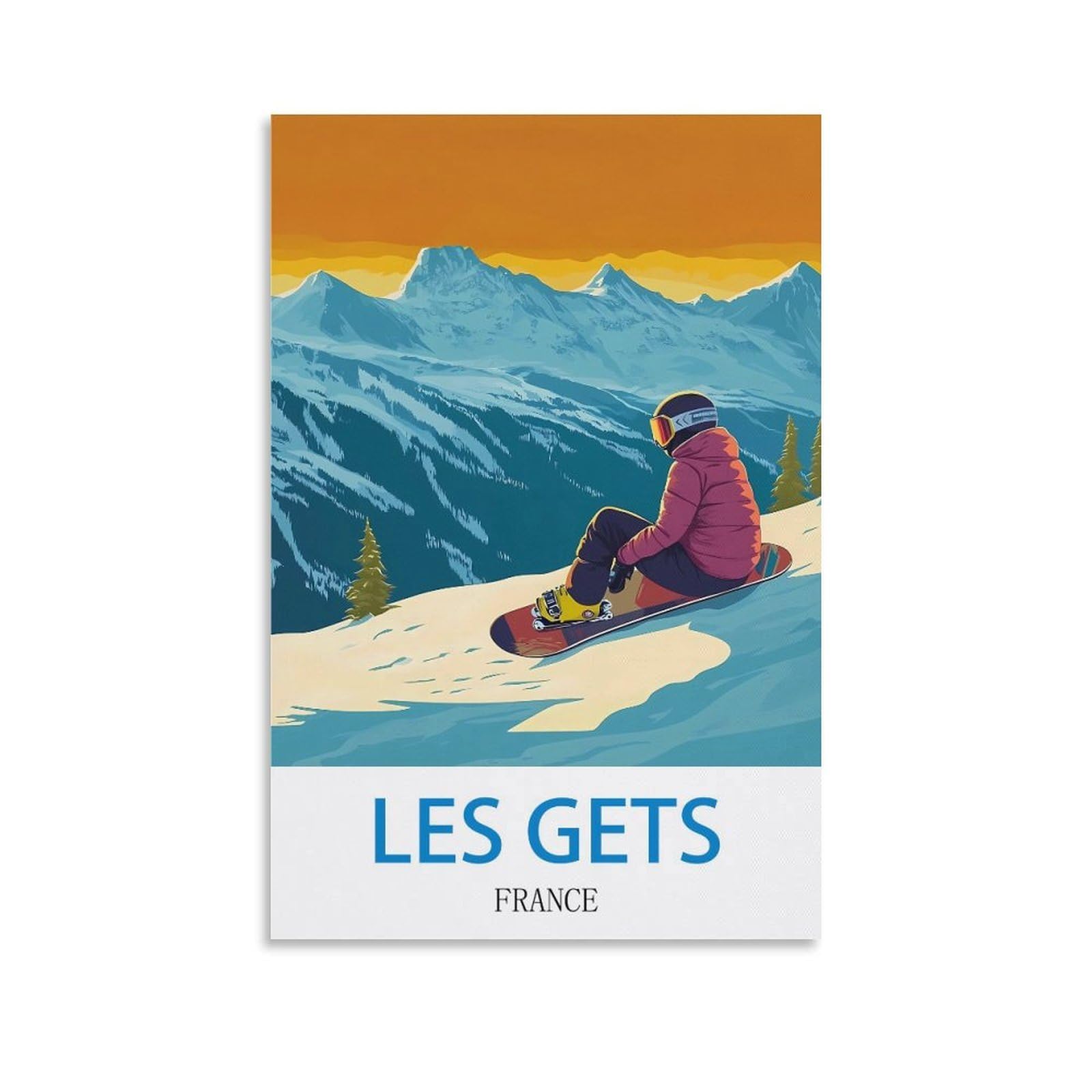 Ctzikww Unframe-Style France Les Gets Vintage Travel Poster 20X30inch(50X75cm) Canvas Art Prints Picture Wall Art Painting