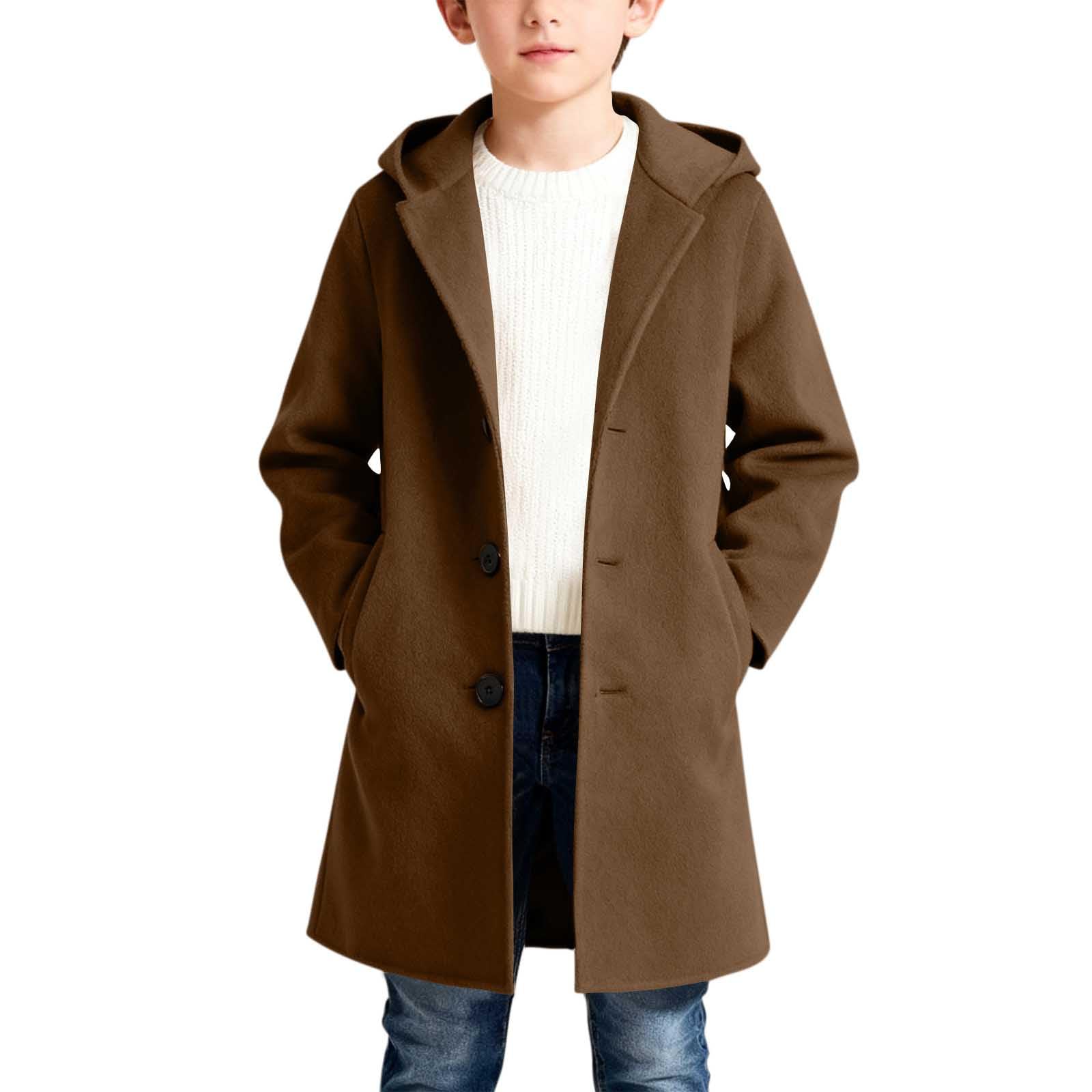 Generisch Abrigo de primavera y otoño, abrigo con capucha abotonado para niñas y niños, gabardina clásica estilo gabardina, ropa exterior para niños