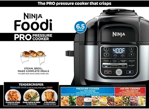 Miniatura 9 de Ninja Foodi - Olla a presión y freidora de aire Pro de 10 en 1 de 6.5 cuartos de galón con tecnología TenderCrisp, calefacción precisa y capacidad