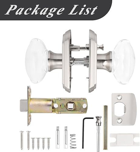 Miniatura 7 de Probrico Pomos de puerta de cristal transparente con cerradura, manijas de puerta de privacidad de vidrio ovalado para cama interior o baño, roseta