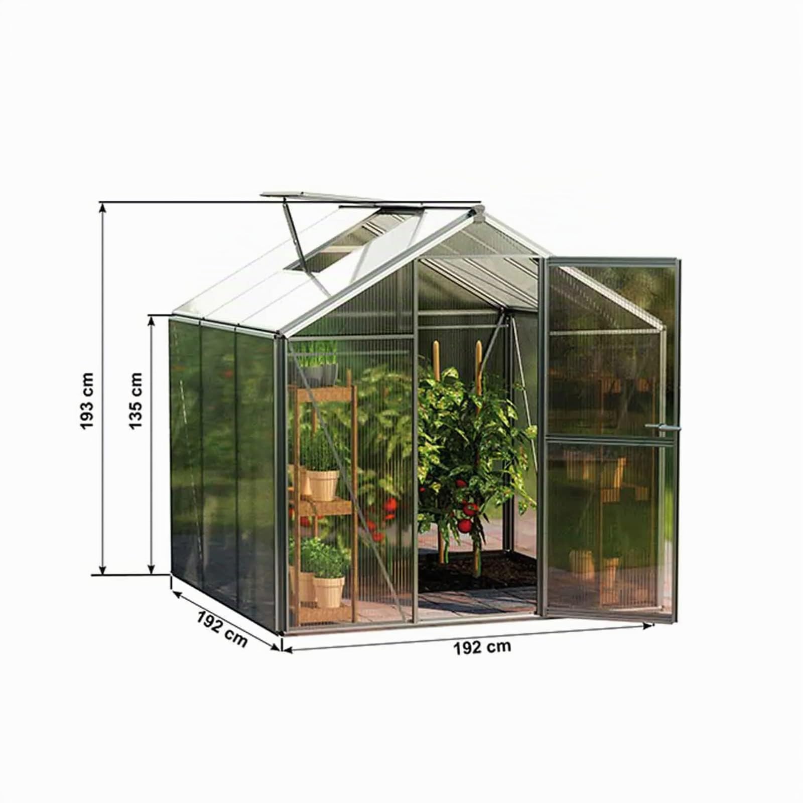 GFP Gewächshaus ECO 3 Alu-Rahmen 192x192 cm 8 mm Doppelstegplatten formstabil & witterungsbeständig Transparent