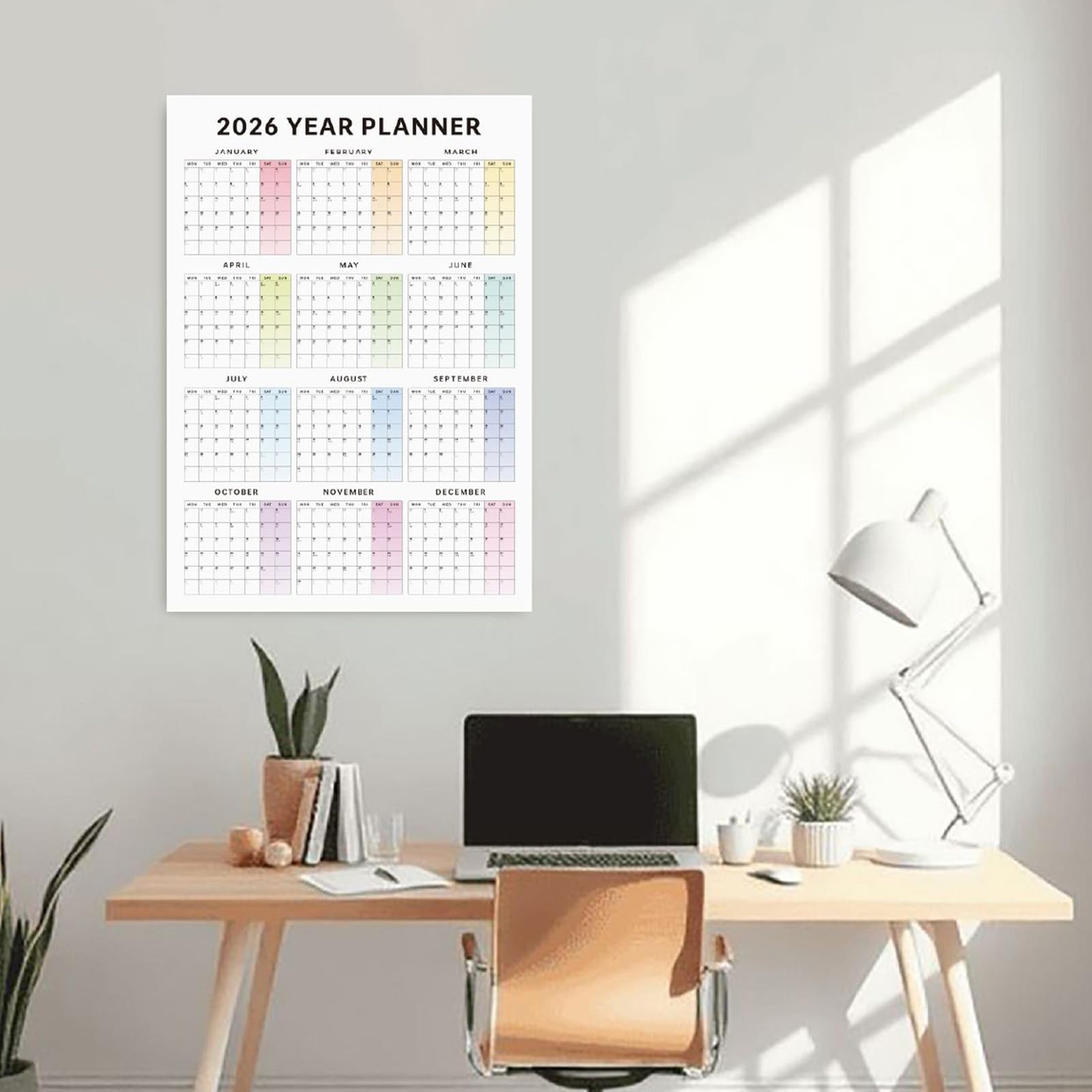 Calendario De Pared 2026,Organizador Mensual de 12 Meses con Grandes | Casillas -Vista Mensual Y Semanal,Para Hogar Salón Dormitorio Oficina Aula Estudiantes Profesionales Freelancers Taller Estud