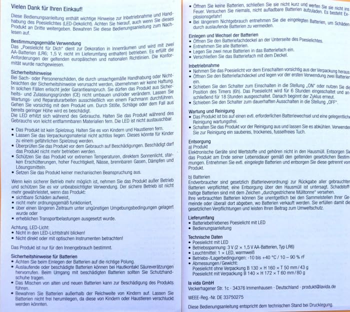 La Vida Geschenkset Poesielicht Lächeln, Duschbad und Schokolade