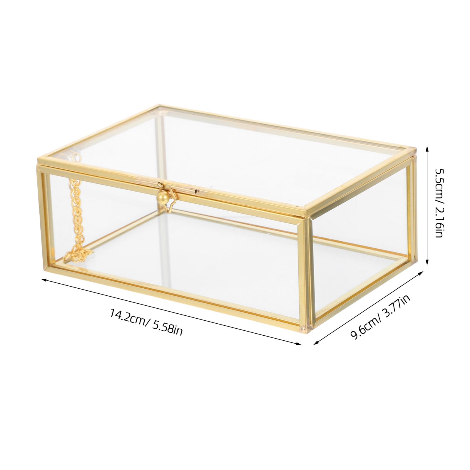 Boîte à Bijoux Verre Transparent avec Cadre Doré Boîte à Souvenirs Décorative et Organisateur pour Bijoux, Fragrances et Maquillage Structure Anti-poussière Rangement Élégant pour