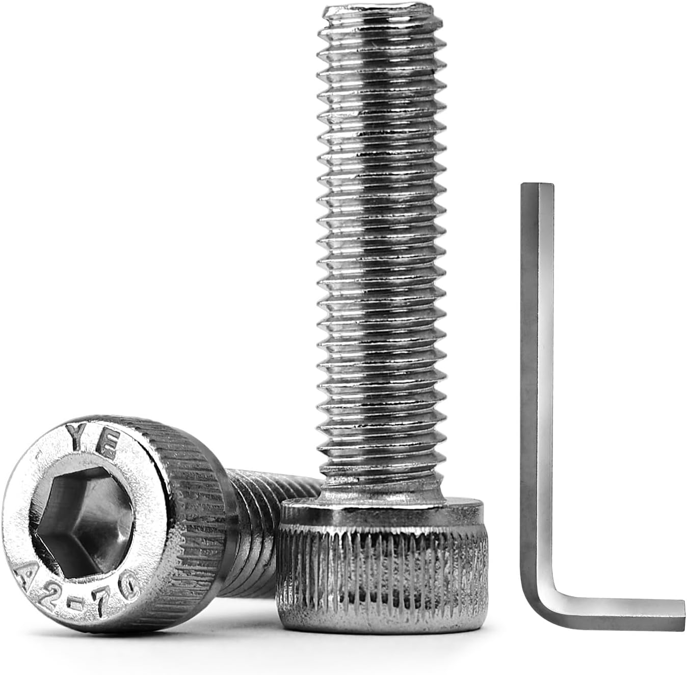 M5-0.8 x 25mm Hex Socket Head Cap Screws Bolts, 304 Stainless Steel 18-8, Allen Drive, Bright Finish, Full Threads, 20 PCS (with Hex Spanner)